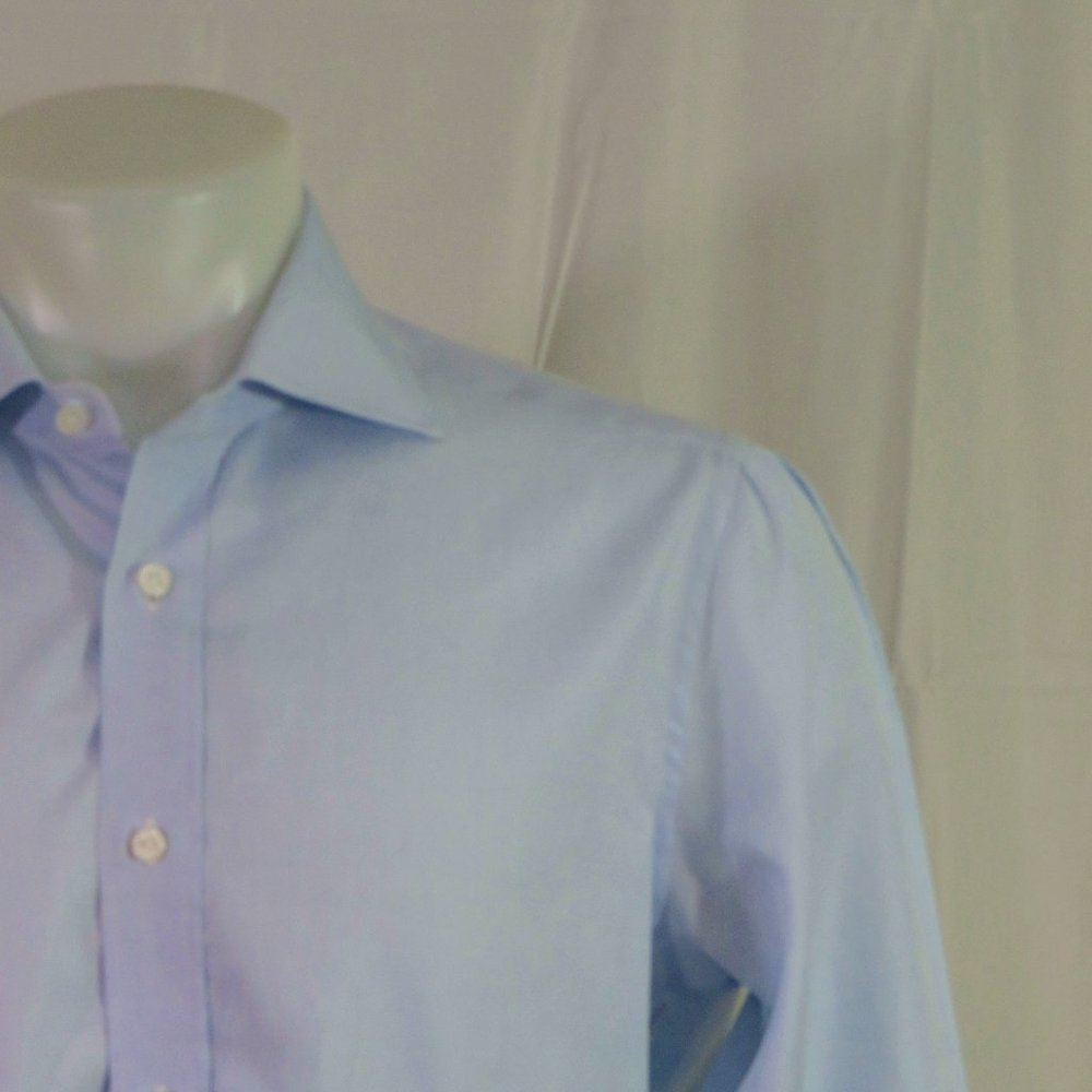 Hadleigh's Handmade Solid Blue Dress Shirt 15.5